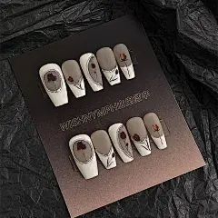 无人区玫瑰|丧仙手绘晕染高级定制美甲清冷感液态银可替换穿戴甲-淘宝网