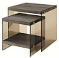 Transitional Grey Wood Glass 2Pc Nesting Table