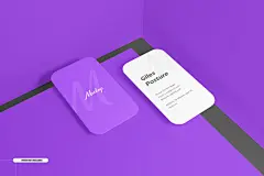高端商务卡片圆角竖版名片样机ps贴图分层素材下载Business card mockup