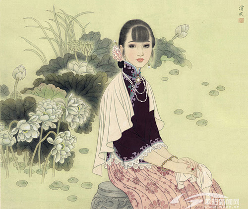 《荷花仕女》林滨帆
