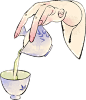 中国传统白描风格茶酒文化插画-倒茶
