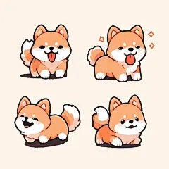 可爱卡通柴犬小狗插画矢量图设计素材