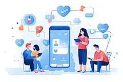 社交软件企业文化互联网扁平风插画