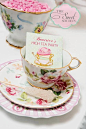 •.¸.•´ ` ❤☆.¸.☆ *❤•.¸.•´ `•.¸.•´ ` ❤☆.¸.☆   cute high tea party  •.¸.•´ ` ❤☆.¸.☆ *❤•.¸.•´ `•.¸.•´ ` ❤☆.¸.☆ Pretty place cards - luv the sugar sticks too.