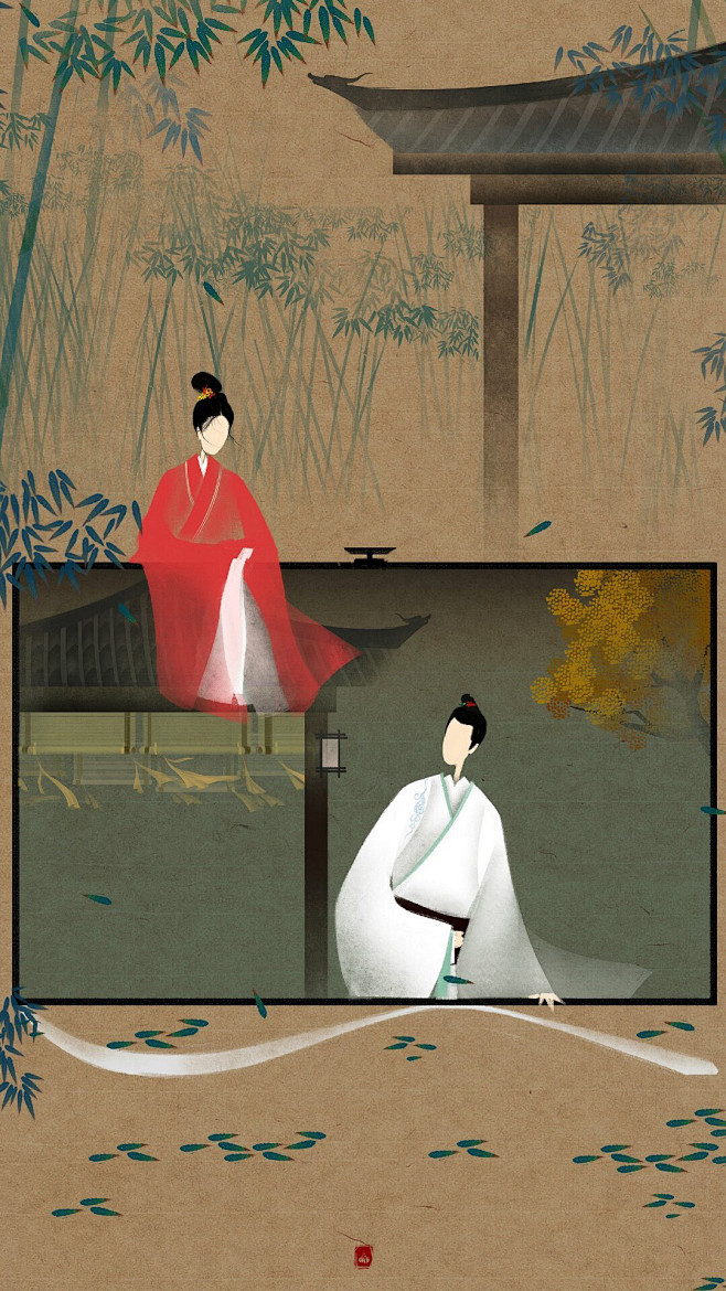 手绘插画漫画呼葱觅蒜无脸古风图集芈月传