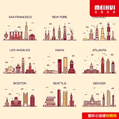 城市世界名胜建筑名片首都EPS矢量设计素材-淘宝网