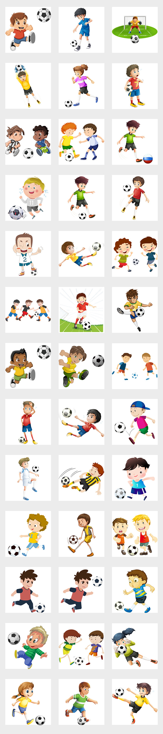 卡通小学生儿童小孩踢足球运动体育世界杯...