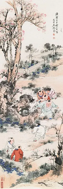 【吴光宇绘画作品 —— 婴戏图】
吴光宇（1908-1970），又名吴显曾，原籍浙江绍兴，生于北京。早年受伯父吴镜汀影响，习山水画。后转攻人物画，师从徐燕孙。擅长工笔人物画。长于历史人物画。