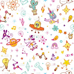 愉悦,四方连续纹样,卡通,白色,图像,猫,壁纸,仙人掌,狗,性格