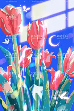 鲜花插画  - 源文件下载【酷图网】春分,牡丹,鲜花,植物,春天,春季,惊蛰,节气,花朵,踏青,春游,立春,花草,人物,清明