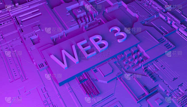 Web3概念-关于抽象技术表面的Web3字。3d渲染