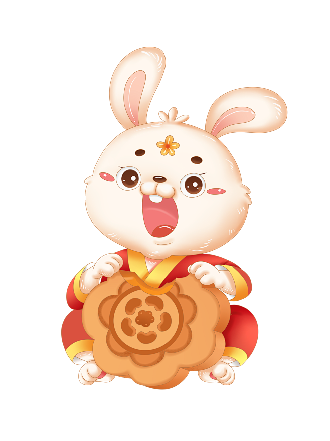 中秋节吉祥兔子月亮祥云卡通形象卯兔年生肖