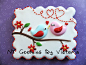 by NYCookiesByVictoria, adorable birdie valentine cookies on branch.