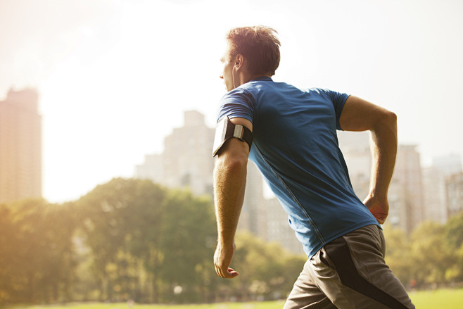 Man running in urban...