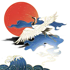 仙鹤祥云中国风春节元素免抠高清_PNG：