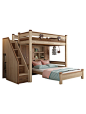 交错式上下床儿童床高低床双层床带书桌衣柜组合床上铺高架床实木