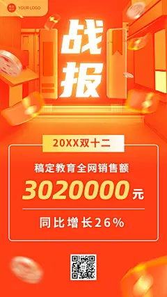双十二教育行业通用喜报战报手机海报