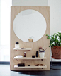 DIY Pine Vanity | minimalist bathroom furniture DIY | round mirror vanity