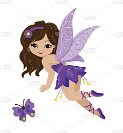 一个美丽的紫色仙女在飞行的插图