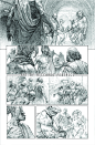 "Saria  2 - La porte de l'ange": step by step of a some panels , Riccardo Federici : Mixed media on paper<br/>design and colors by Riccardo Federici<br/>Script by Jean Dufaux<br/>Editions Delcourt