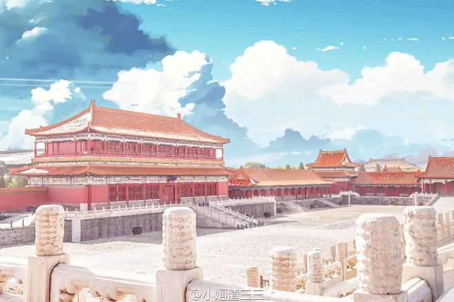 故宫转手绘 水彩插画 小婳渣剑三绘