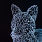 Life Size Fox Wire Sculpture - head : 20 gauge galvanized steel wire, over 350 feet of it, hand twisted.  25" H x 38" L.