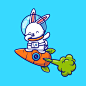 胡萝卜火箭和兔子宇航员卡通矢量插画矢量图素材