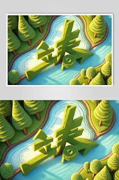 AI数字艺术立春立体字艺术字