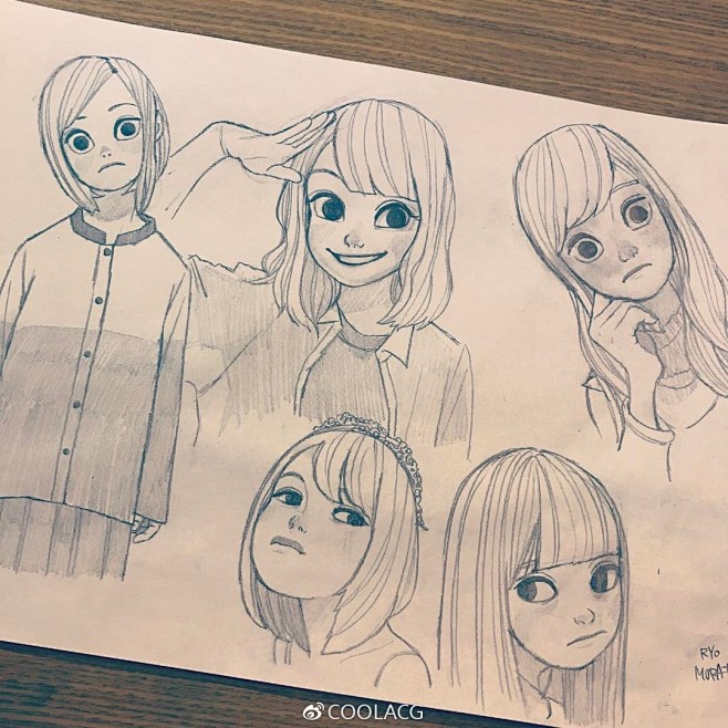 手绘，线稿，铅笔，漫画，人物，头像，表情...