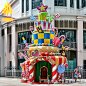 6米糖果主题乐园玻璃钢美陈装饰雕塑 蛋糕造型新年商场堆头摆件