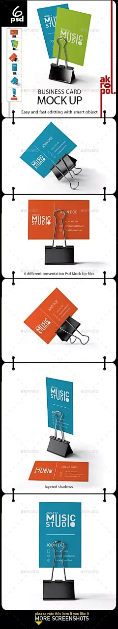名片夹子商业卡片企业形象立体展示效果图VI智能贴图PS样机素材 business card mockup - 南岸设计网 nananps.com