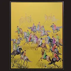 样板房会所油画装饰画酒店手绘新中式油画唐代人物油画《马球》-淘宝网