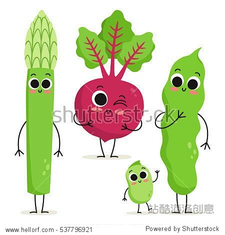 Adorable collection of three cartoon vegetable characters isolated on ...