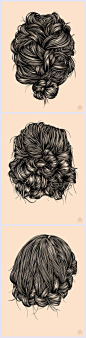 【阿画原创绘画素材】超逼真的有立体感的头发，好漂亮，还可以做为发型参考