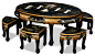 Mother of Pearl Cocktail Table W/ 6 Stools asian-coffee-tables