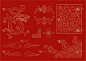 红色背景上的中国图案