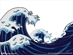 中国风插画海浪元素