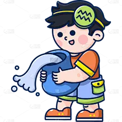 MBE风-十二星座幼儿插画-水瓶座