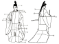 平安時代 公卿布袴
1.冠帽
2.缨
3.単
4.下袭
5.缝腋袍
6.笏
7.帖纸
8.桧扇
9.饰剣
10.石帯
11.平绪
12.平绪的垂
13.栏
14.裾
15.指贯
16.袜子
17.石帯的上手