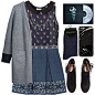 #blue #cool #gray #black #winterstyle #winterfashion #Winter2016 #January #collar #skirt #cardigan #pattern #comfy #casual #StreetStyle #StreetChic #CasualChic #simpleset
