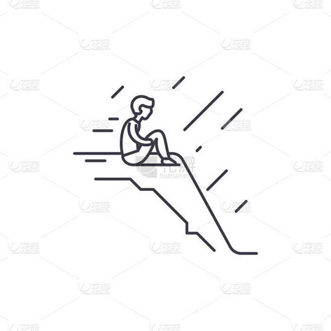 孤独线条图标概念。孤独向量线性例证, 标志, 标志