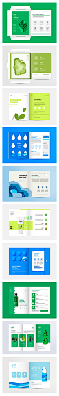 海洋水能源环保绿色天然护肤产品广告册子内页板式PSD设计素材