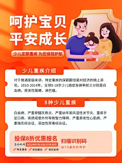 儿童重疾险保险宣传海报设计素材