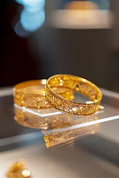 掐丝黄金手镯商业饰品摄影
