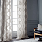 Trellis Clipped Jacquard Curtain - Belgian Flax/Ivory