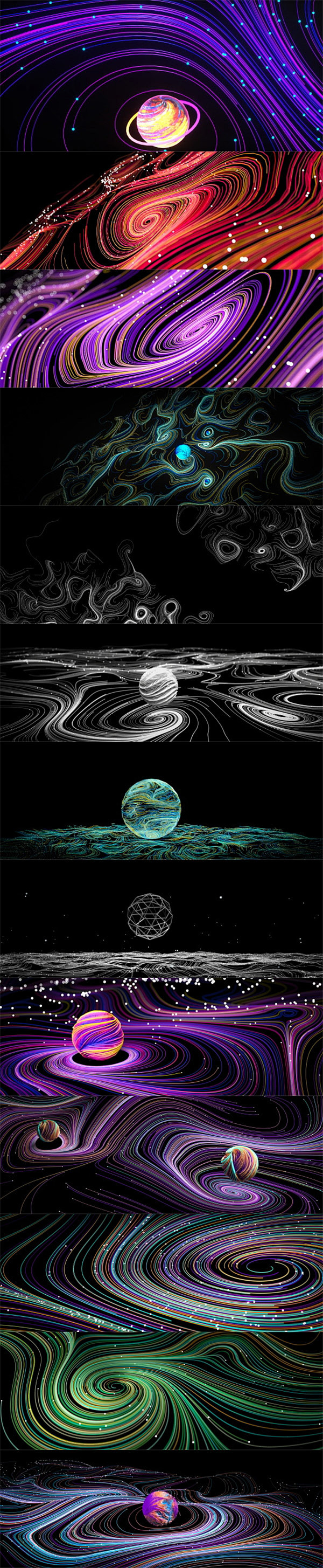 宇宙星球波浪曲线背景
