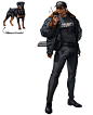 Rottweiler security guard, Rinotuna : character design inspired by rottweiler