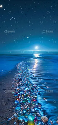 沙滩海洋星空壁纸高清模板免费下载-趣麦麦图