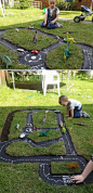 Backyard DIY Race Car Tracks. Just as this tyre race car track, it is easy and affordable to make, a: