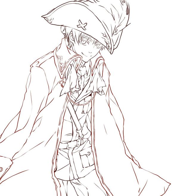 线稿漫画卡通人物绘画平面灵感素材二次元高清白底大图